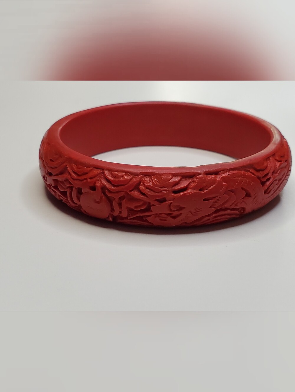 Vtg. Dragon Cinnabar Bangle Bracelet